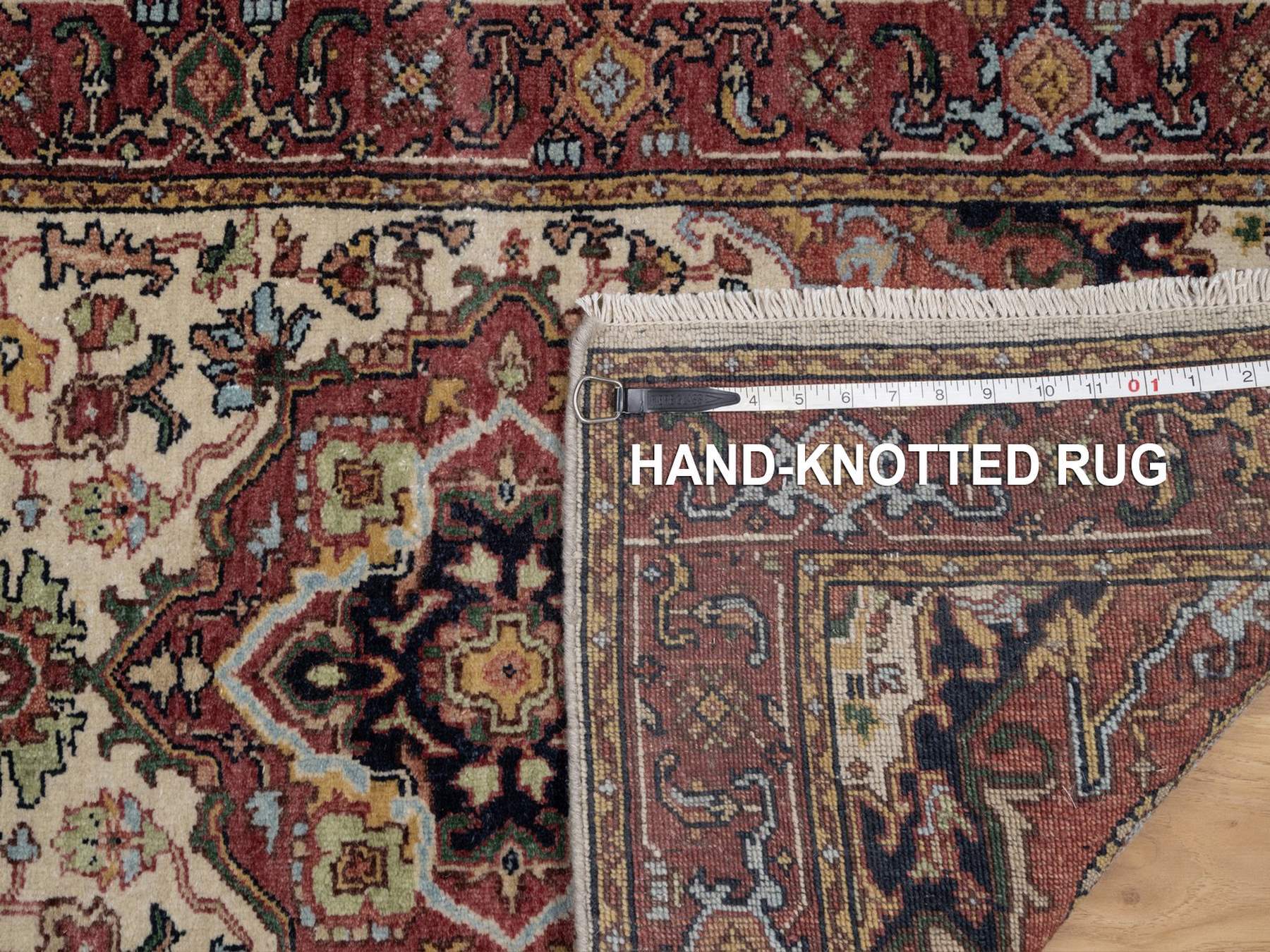 Heriz Heriz hand-knotted wool runner in Ivory & Red, 2'6" x 14'2" — SKU O091934 (view 8)
