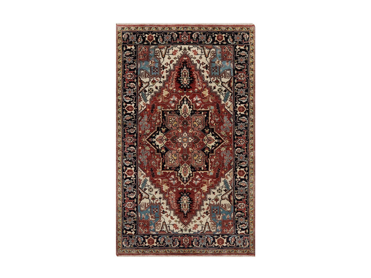 Heriz Heriz hand-knotted wool rug in Red & Navy Blue, 3' x 5' — SKU O091938