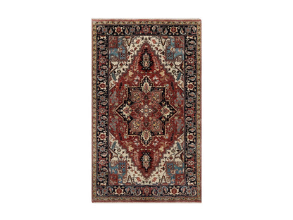 Heriz Heriz hand-knotted wool rug in Red & Navy Blue, 3' x 5' — SKU O091938