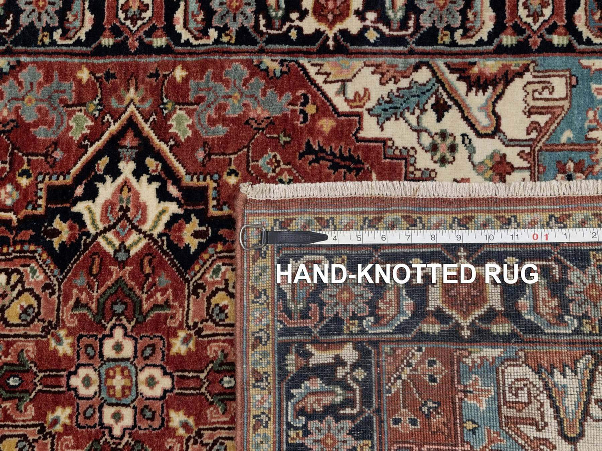 Heriz Heriz hand-knotted wool rug in Red & Navy Blue, 3' x 5' — SKU O091938 (view 8)