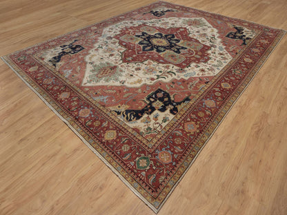 Heriz Heriz hand-knotted wool rug in Ivory & Red, 11'10" x 15'3" — SKU O091947 (view 3)