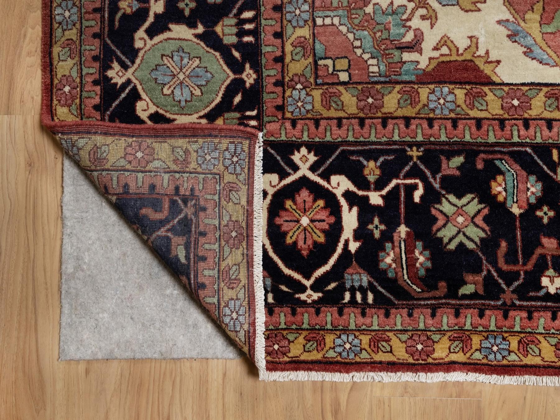 Heriz Heriz hand-knotted wool rug in Red & Midnight Blue, 13'11" x 14'2" — SKU O091948 (view 4)