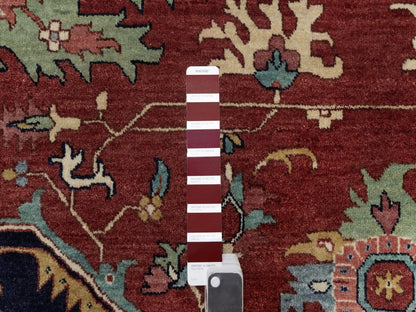 Heriz Heriz hand-knotted wool rug in Red & Midnight Blue, 13'11" x 14'2" — SKU O091948 (view 7)