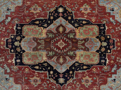 Heriz Heriz hand-knotted wool rug in Red & Midnight Blue, 13'11" x 14'2" — SKU O091948 (view 8)