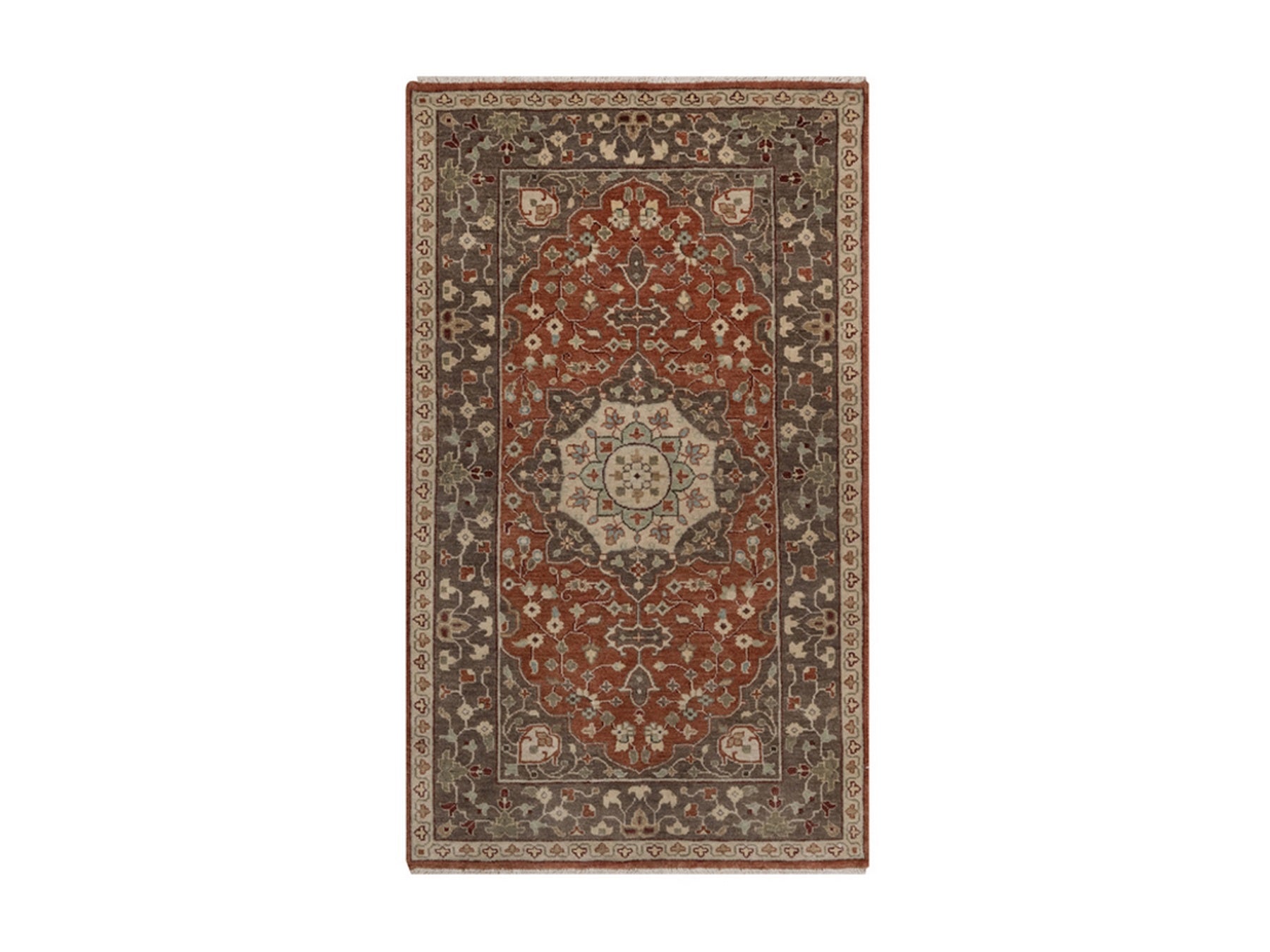 Tabriz Fine Oriental hand-knotted wool rug in Red & Brown, 3' x 5'1" — SKU O091949
