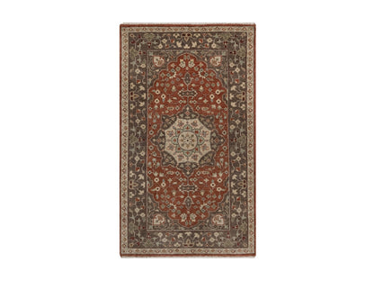 Tabriz Fine Oriental hand-knotted wool rug in Red & Brown, 3' x 5'1" — SKU O091949