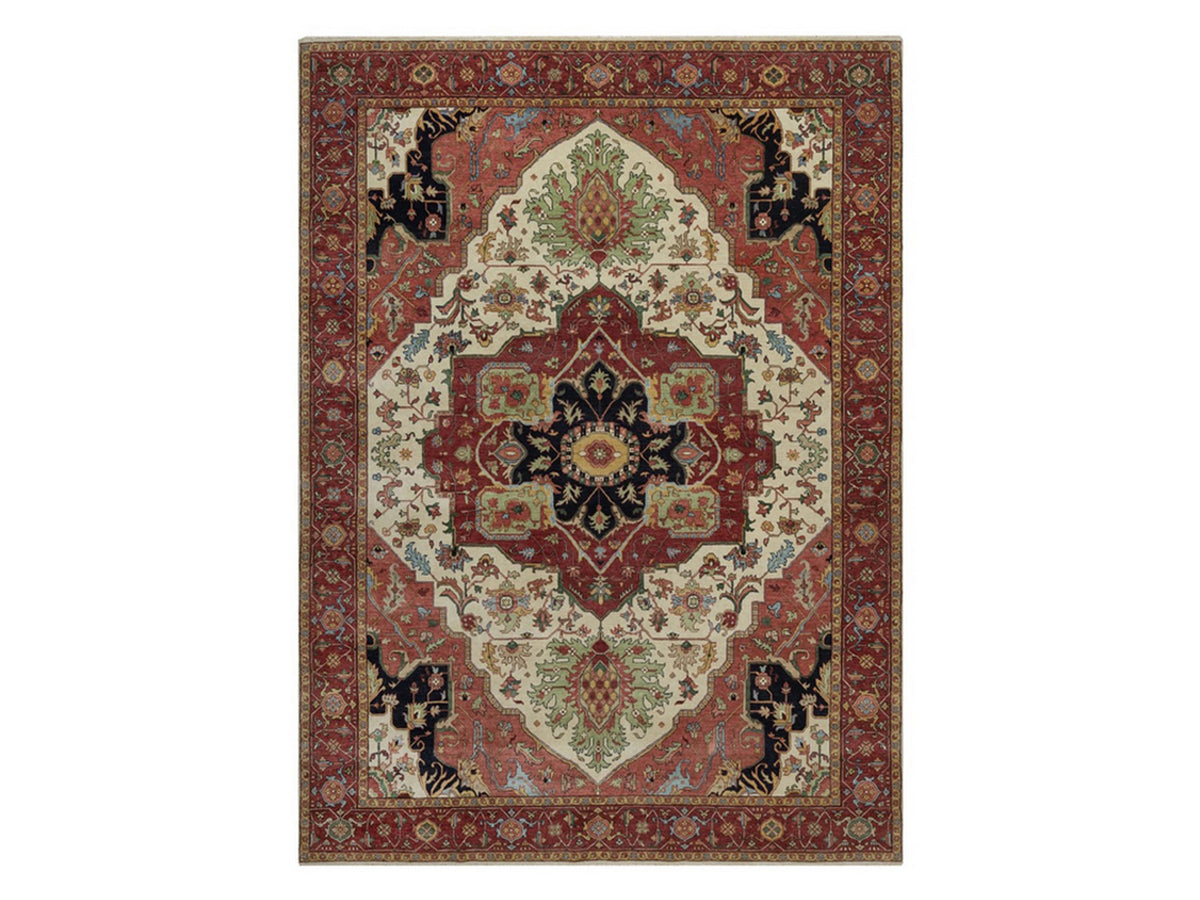 Heriz Heriz hand-knotted wool rug in Ivory & Red, 8'11" x 12'2" — SKU O091950