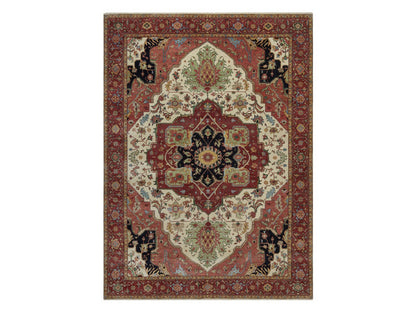 Heriz Heriz hand-knotted wool rug in Ivory & Red, 8'11" x 12'2" — SKU O091950