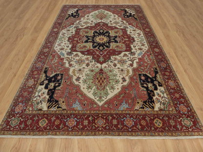 Heriz Heriz hand-knotted wool rug in Ivory & Red, 8'11" x 12'2" — SKU O091950 (view 2)