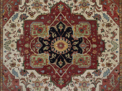 Heriz Heriz hand-knotted wool rug in Ivory & Red, 8'11" x 12'2" — SKU O091950 (view 8)