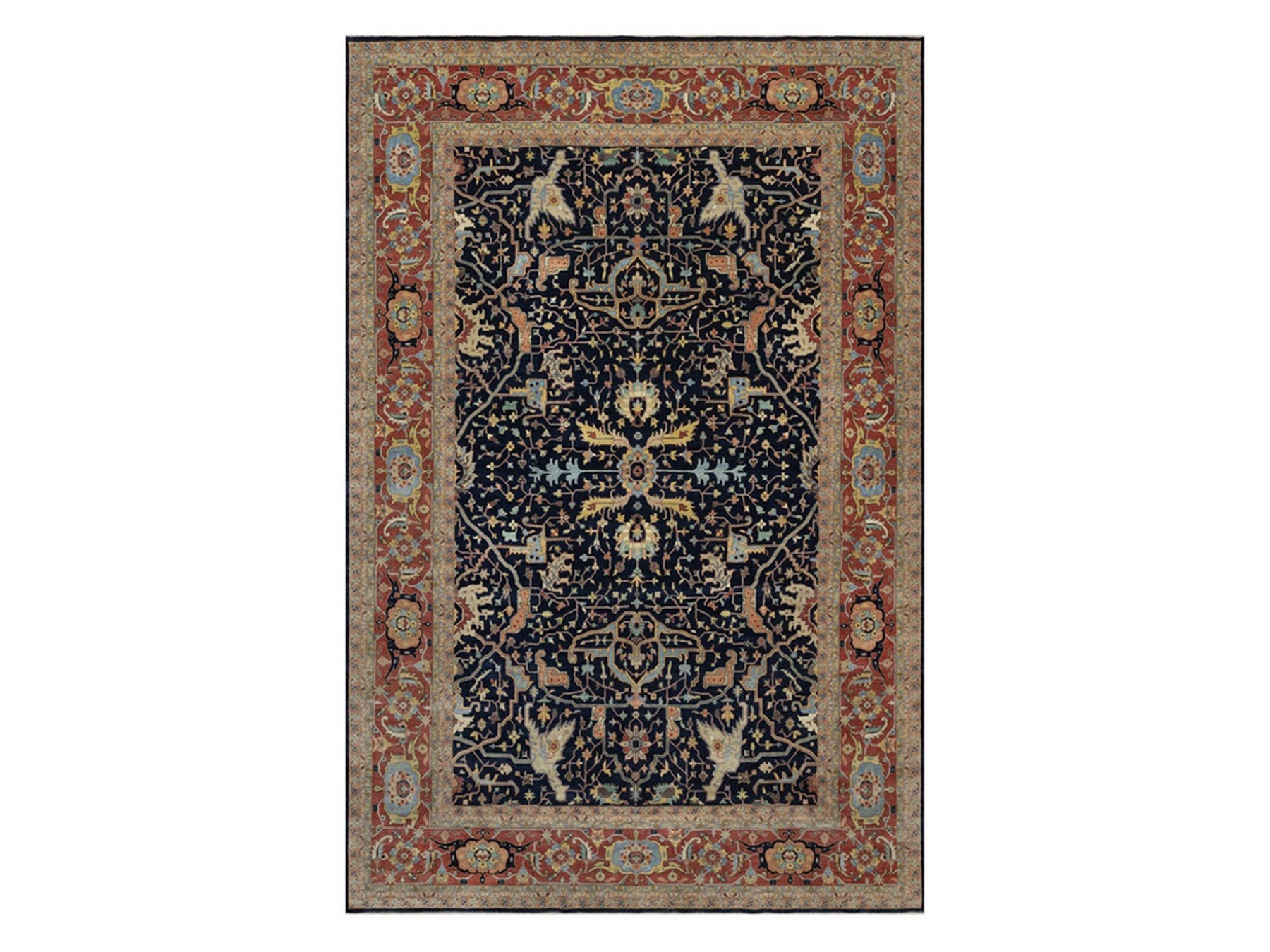 Blue 11'11" x 18'0" Heriz Hand knotted Wool Rug - Sku: O091951
