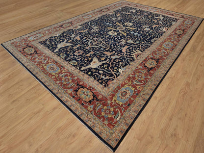 Blue 11'11" x 18'0" Heriz Hand knotted Wool Rug - Sku: O091951