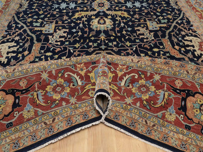 Blue 11'11" x 18'0" Heriz Hand knotted Wool Rug - Sku: O091951