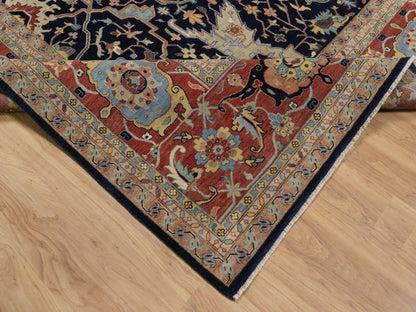 Blue 11'11" x 18'0" Heriz Hand knotted Wool Rug - Sku: O091951