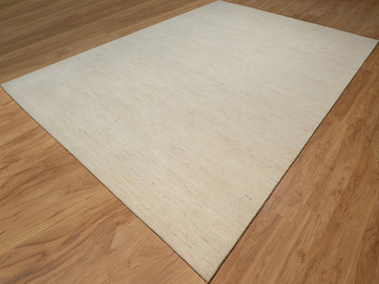 Ivory 10'0" x 14'1" Modern and Contemporary Hand knotted Wool Rug - Sku: O091954