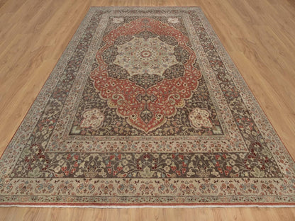 Tabriz Fine Oriental hand-knotted wool rug in Red & Brown, 10' x 14' — SKU O091956 (view 2)