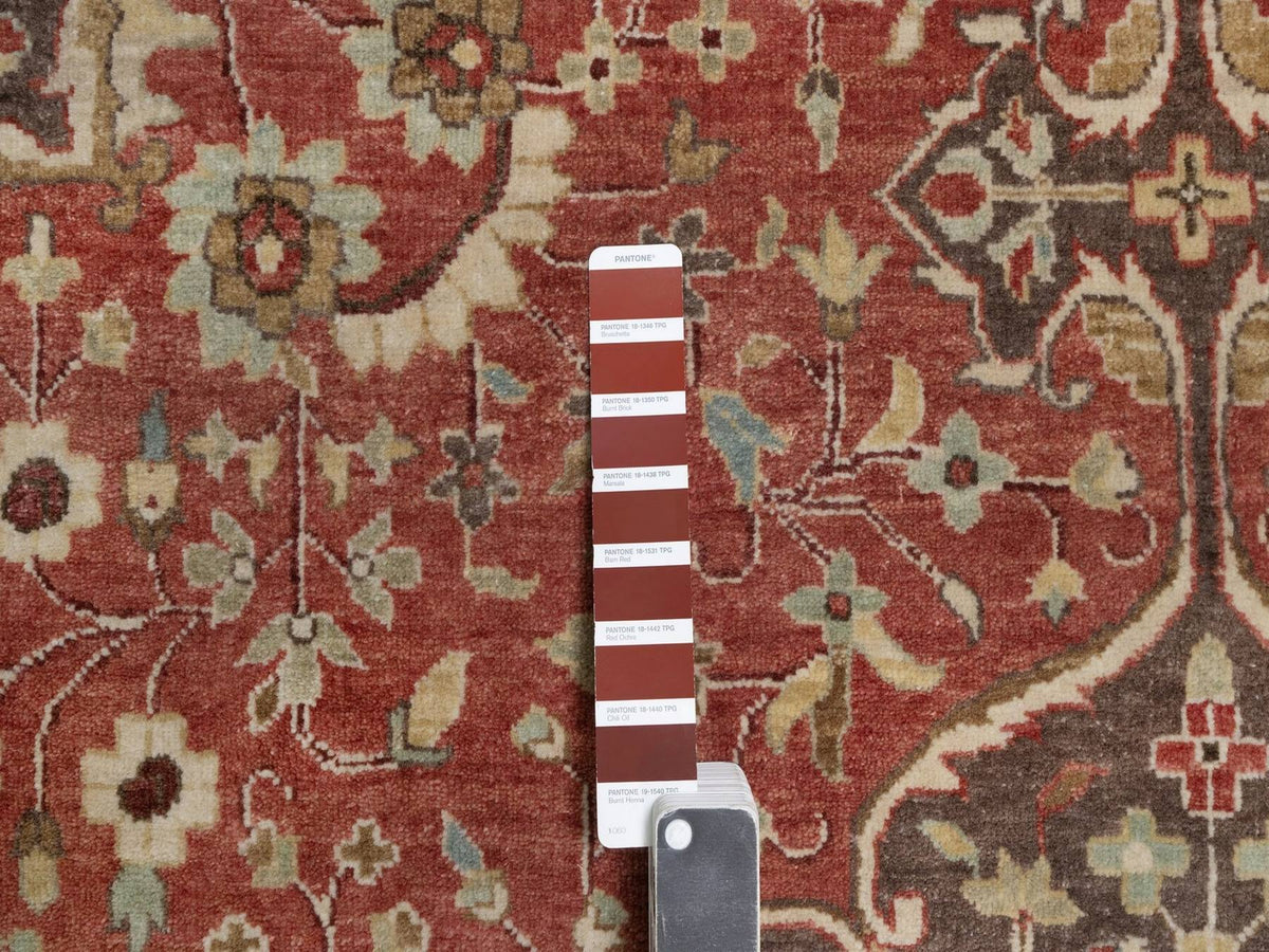 Tabriz Fine Oriental hand-knotted wool rug in Red & Brown, 10' x 14' — SKU O091956 (view 7)