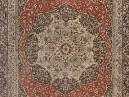 Tabriz Fine Oriental hand-knotted wool rug in Red & Brown, 10' x 14' — SKU O091956 (view 8)