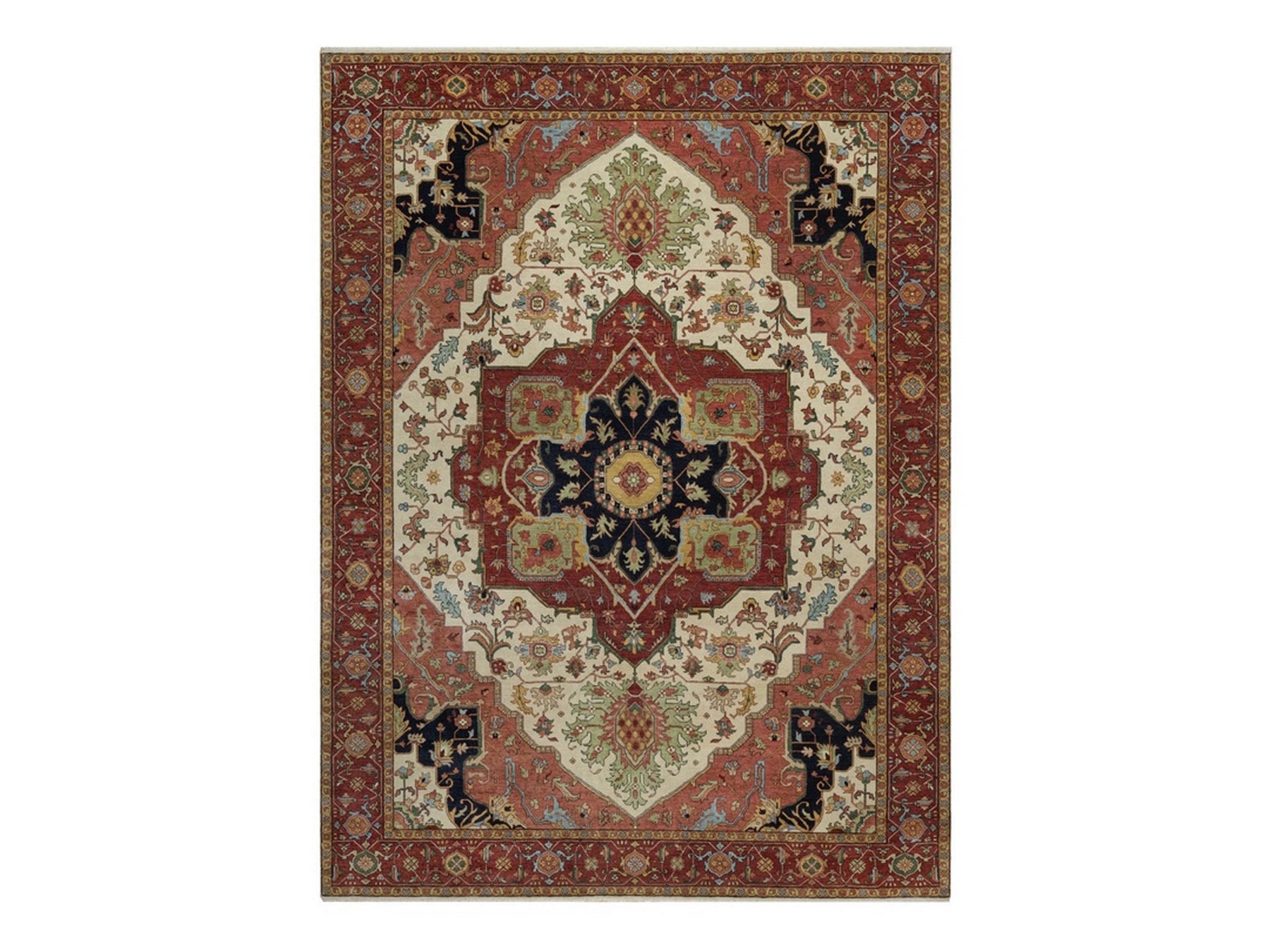 Heriz Heriz hand-knotted wool rug in Ivory & Red, 9' x 12'1" — SKU O091959