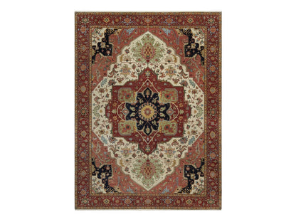 Heriz Heriz hand-knotted wool rug in Ivory & Red, 9' x 12'1" — SKU O091959
