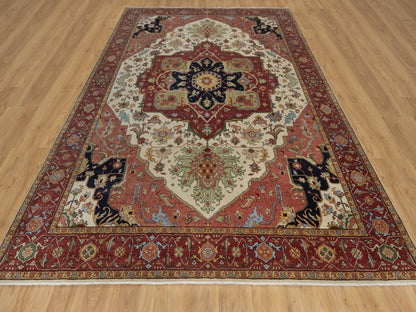 Heriz Heriz hand-knotted wool rug in Ivory & Red, 9' x 12'1" — SKU O091959 (view 2)