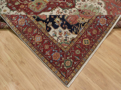 Heriz Heriz hand-knotted wool rug in Ivory & Red, 9' x 12'1" — SKU O091959 (view 6)