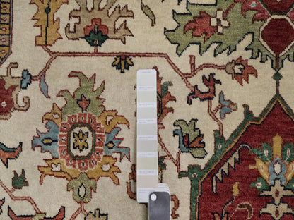 Heriz Heriz hand-knotted wool rug in Ivory & Red, 9' x 12'1" — SKU O091959 (view 7)