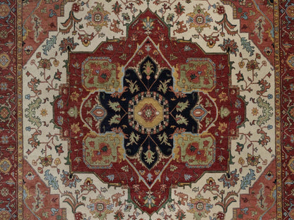 Heriz Heriz hand-knotted wool rug in Ivory & Red, 9' x 12'1" — SKU O091959 (view 8)