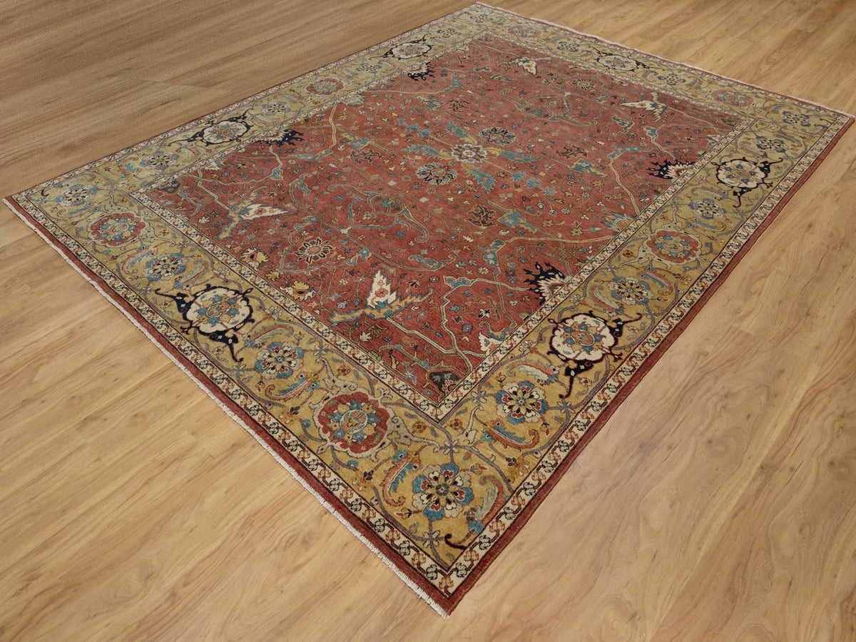 Heriz Heriz hand-knotted wool rug in Red & Gold, 7'11" x 10'2" — SKU O091960 (view 3)