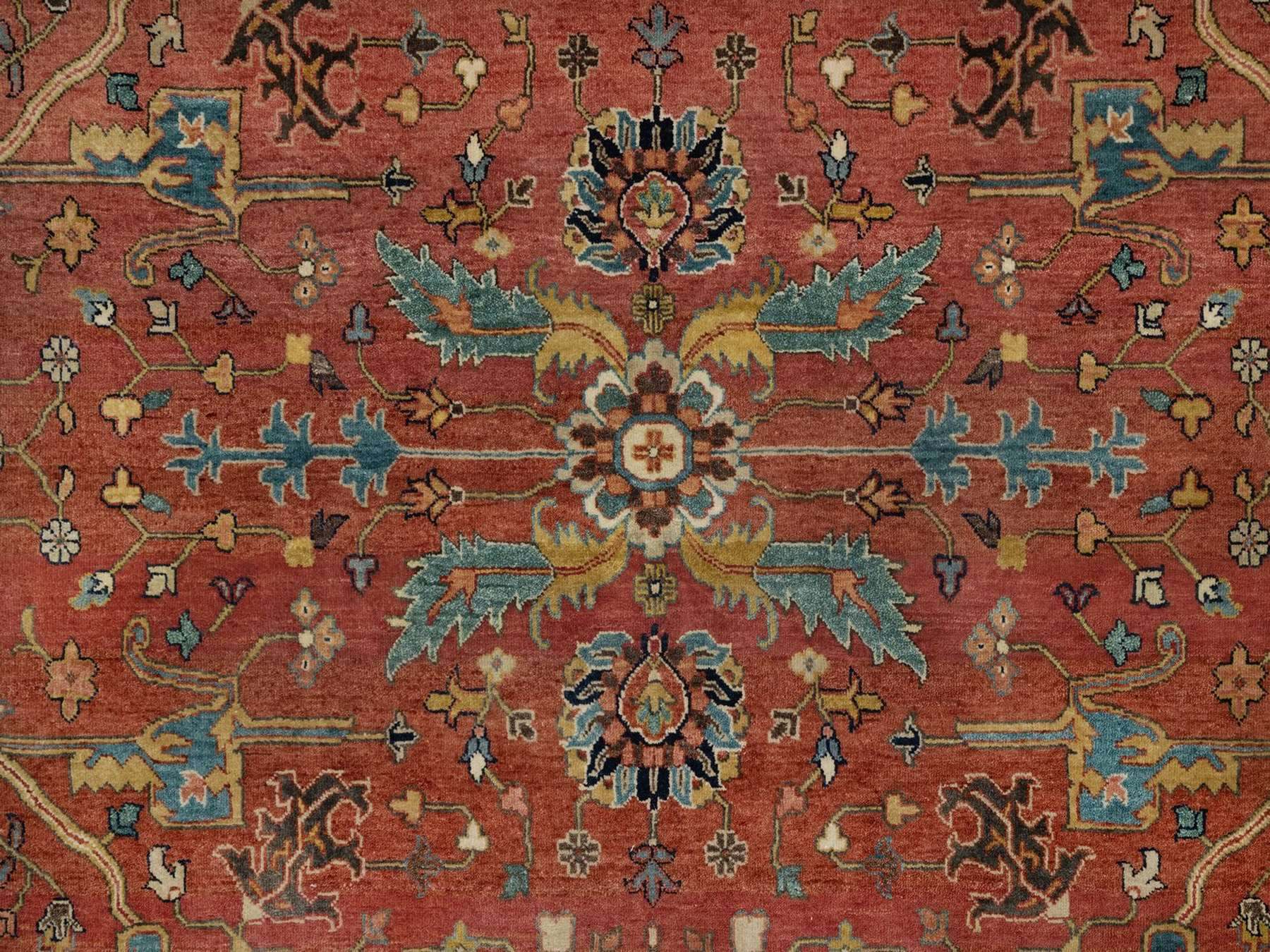 Heriz Heriz hand-knotted wool rug in Red & Gold, 7'11" x 10'2" — SKU O091960 (view 8)
