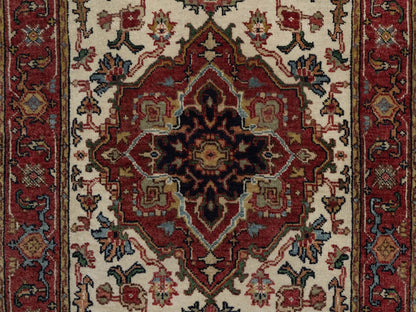 Heriz Heriz hand-knotted wool runner in Ivory & Red, 2'7" x 10'1" — SKU O091961 (view 5)
