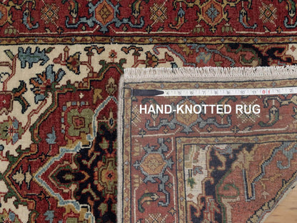 Heriz Heriz hand-knotted wool runner in Ivory & Red, 2'7" x 10'1" — SKU O091961 (view 8)