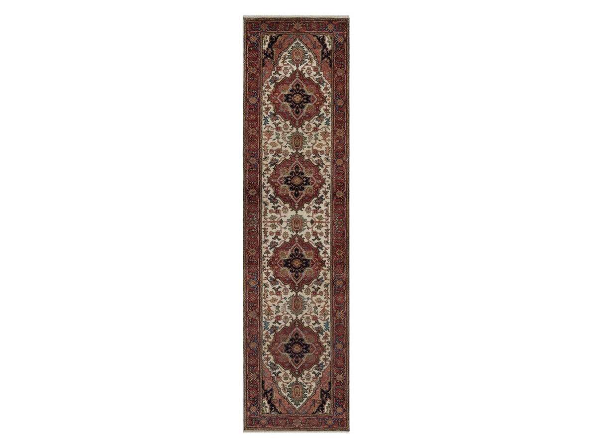 Heriz Heriz hand-knotted wool runner in Ivory & Red, 2'7" x 10' — SKU O091962
