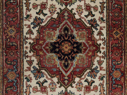 Heriz Heriz hand-knotted wool runner in Ivory & Red, 2'7" x 10' — SKU O091962 (view 5)
