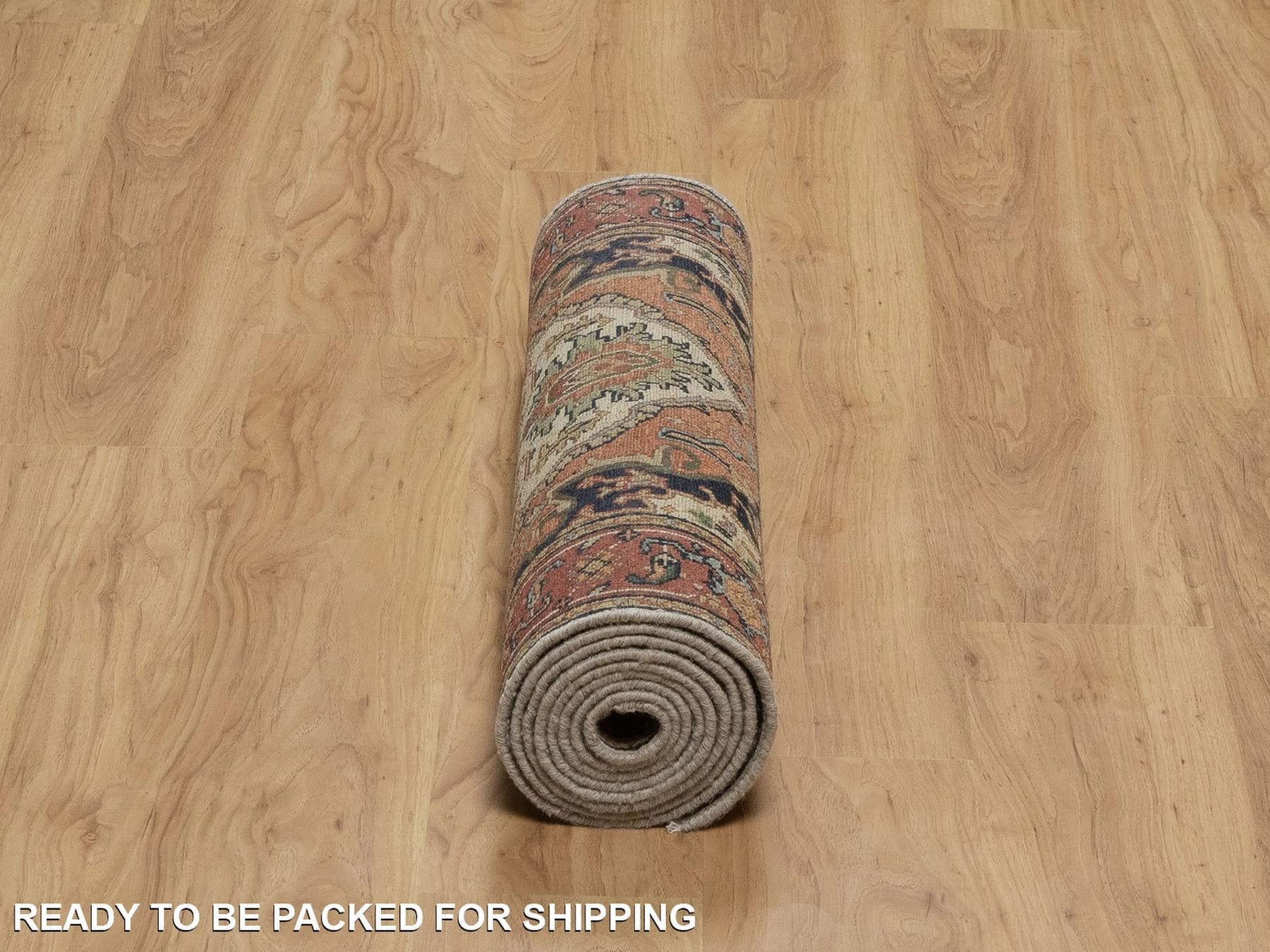 Heriz Heriz hand-knotted wool runner in Ivory & Red, 2'7" x 10' — SKU O091962 (view 6)