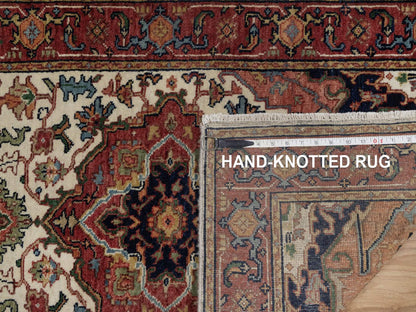 Heriz Heriz hand-knotted wool runner in Ivory & Red, 2'7" x 10' — SKU O091962 (view 8)