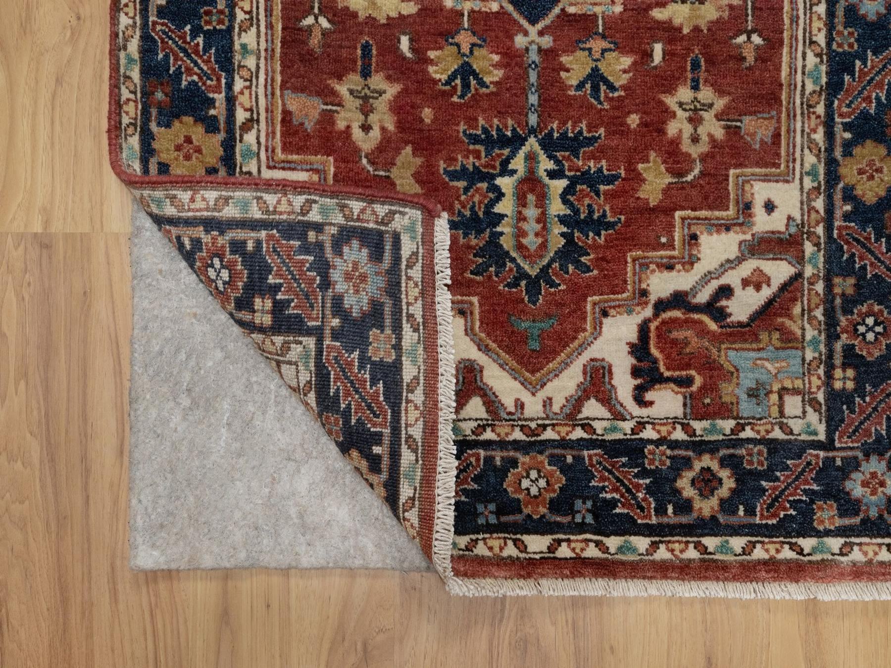 Heriz Heriz hand-knotted wool runner in Red & Navy Blue, 2'7" x 8'3" — SKU O091963 (view 3)