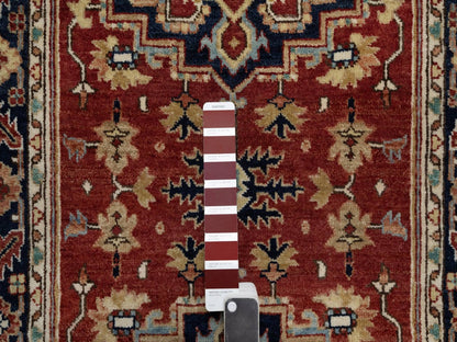 Heriz Heriz hand-knotted wool runner in Red & Navy Blue, 2'7" x 8'3" — SKU O091963 (view 4)