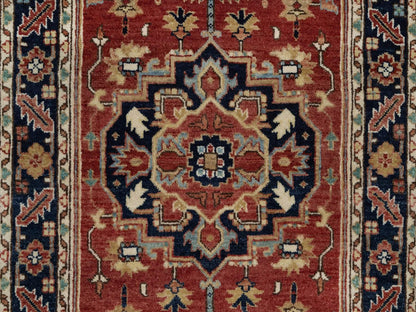 Heriz Heriz hand-knotted wool runner in Red & Navy Blue, 2'7" x 8'3" — SKU O091963 (view 5)