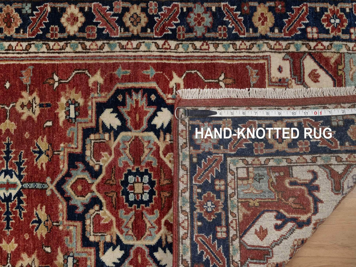 Heriz Heriz hand-knotted wool runner in Red & Navy Blue, 2'7" x 8'3" — SKU O091963 (view 8)