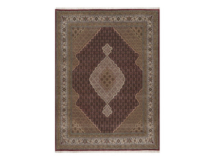 Tabriz Fine Oriental hand-knotted wool rug in Red & Ivory, 8'10" x 12' — SKU O091972