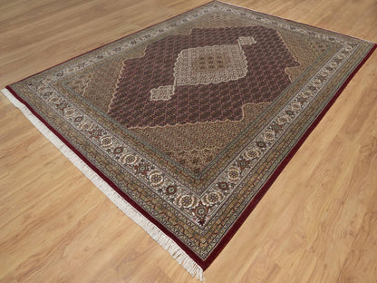 Tabriz Fine Oriental hand-knotted wool rug in Red & Ivory, 8'10" x 12' — SKU O091972 (view 3)