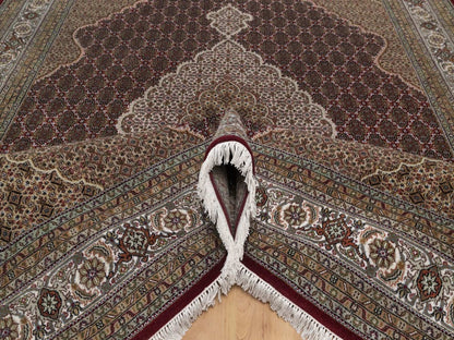 Red 8'10" x 12'0" Fine Oriental Hand knotted Wool Rug - Sku: O091972