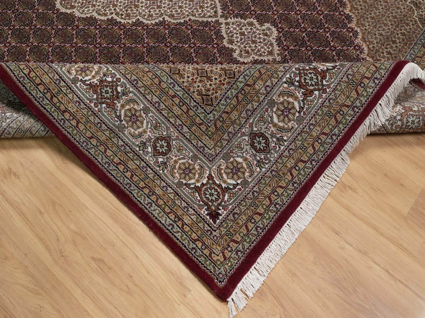 Tabriz Fine Oriental hand-knotted wool rug in Red & Ivory, 8'10" x 12' — SKU O091972 (view 6)