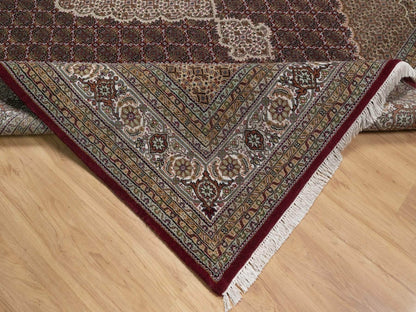 Tabriz Fine Oriental hand-knotted wool rug in Red & Ivory, 8'10" x 12' — SKU O091972 (view 6)