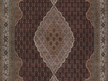 Tabriz Fine Oriental hand-knotted wool rug in Red & Ivory, 8'10" x 12' — SKU O091972 (view 8)