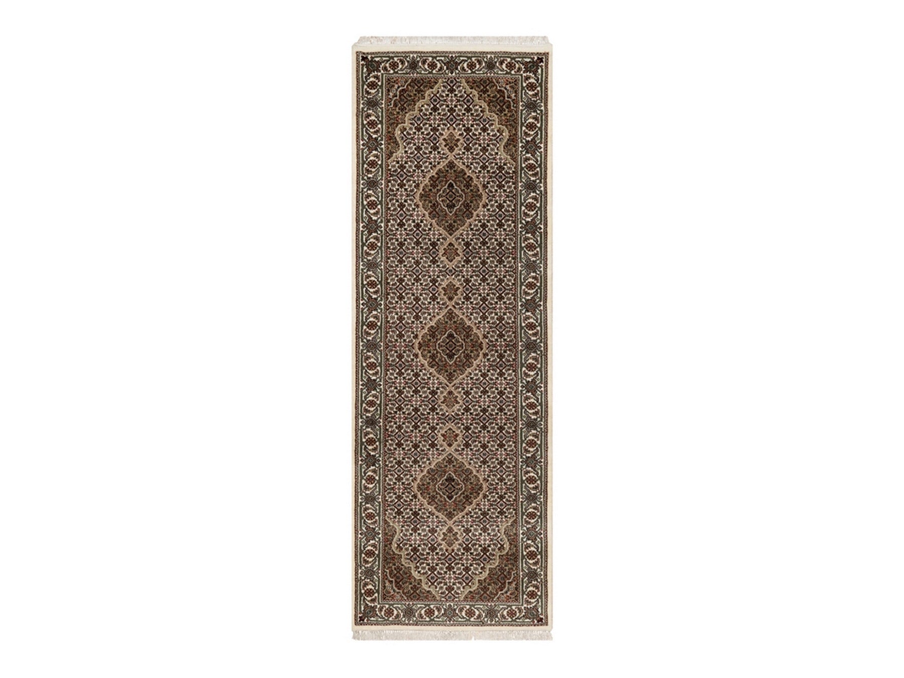Tabriz Fine Oriental hand-knotted wool runner in Ivory, 2'9" x 8'1" — SKU O091975