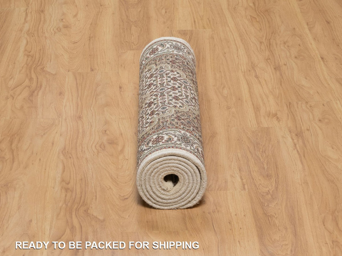 Tabriz Fine Oriental hand-knotted wool runner in Ivory, 2'9" x 8'1" — SKU O091975 (view 6)