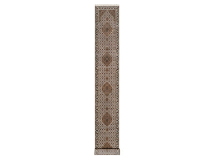 Tabriz Fine Oriental hand-knotted wool runner in Ivory & Swan White, 2'7" x 21'2" — SKU O091980