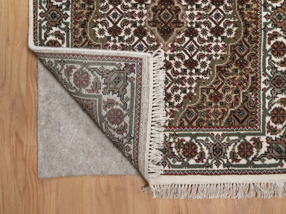Tabriz Fine Oriental hand-knotted wool runner in Ivory & Swan White, 2'7" x 21'2" — SKU O091980 (view 3)